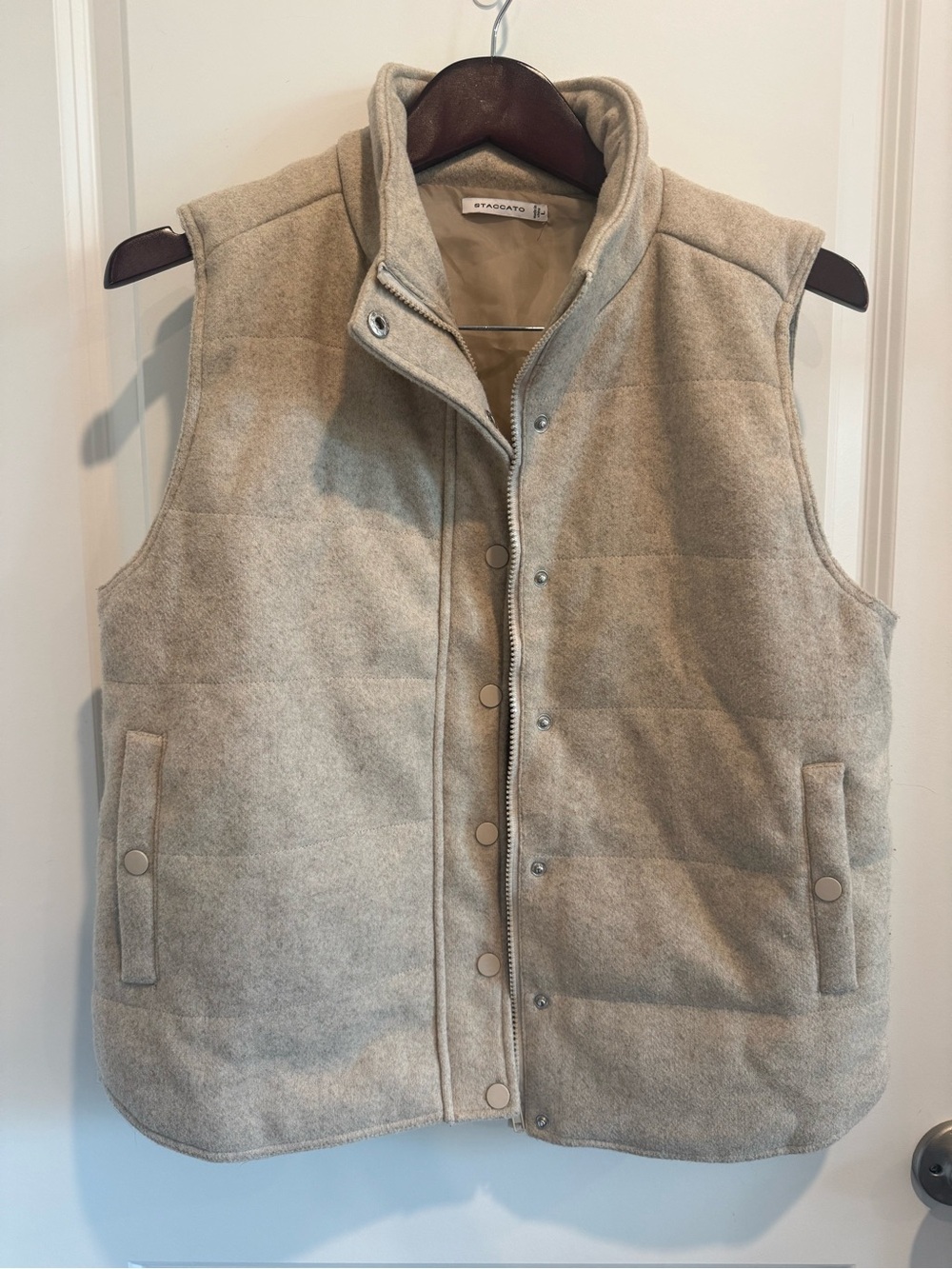 Staccato Cream Quilted Wool-Blend Sleeveless Vest